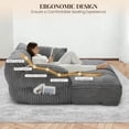 thumbnail image 4 of Reliancer 67.7" Oversized Chaise Lounge Chair Indoor, Faux Fur Upholstered Boneless Sofa Bed, Deep Seat Sleeper Couch Reading Chairs with Armrest, Cloud Sofas Couches for Living Room, Light Gray, 4 of 9