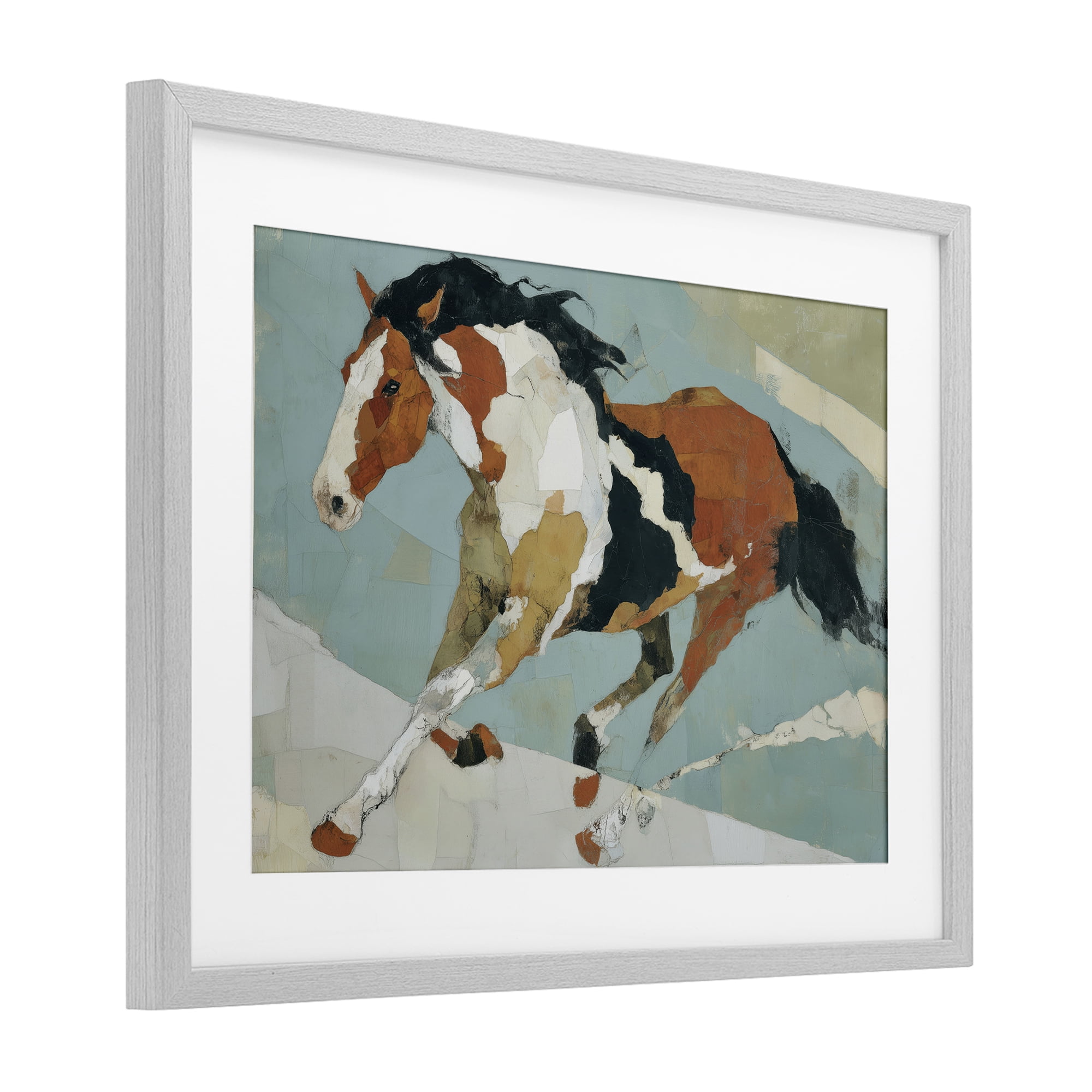 Stupell Industries Paint Horse in Motion Gray Framed Print Under Glass, design by Chromatic Storm Studio