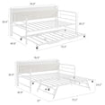 thumbnail image 2 of Twin Daybed with Trundle Bed – Corduroy Upholstered Storage Headboard, LED Lights, Charging Station, Heavy-Duty Metal Frame, Pop-Up Trundle, White Corduroy, 2 of 7