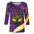 thumbnail image 5 of Cavosen Mardi Gras Womens Casual Tops 3/4 Sleeves Carnival Shiny Mask Graphic Print Shirts Round Neck Party Festival Blouse Comfy Fashion Holiday Tops Dressy Party Funny T-Shirt XL, 5 of 5
