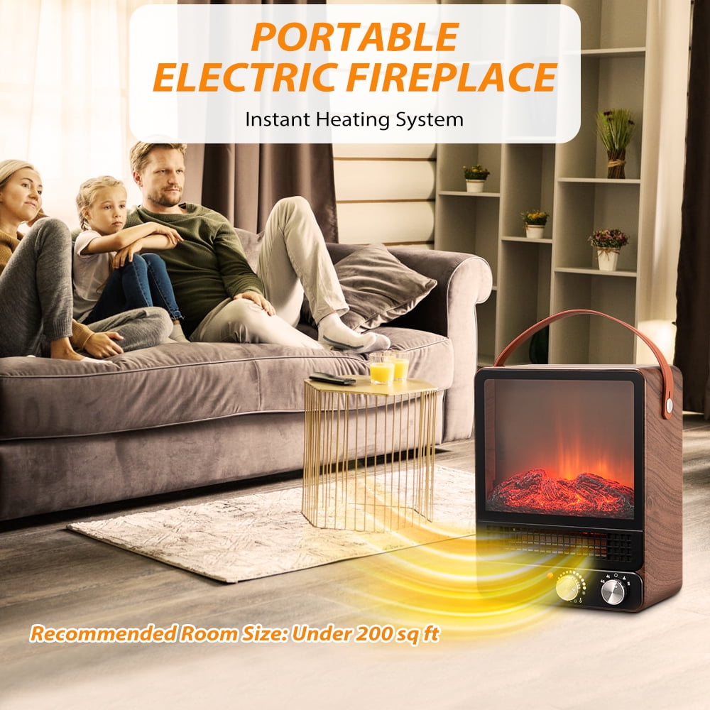 Electric Fireplace Heater, Mini Portable Fireplace Heater for Indoor Use,  Space Heater Fireplace with 3s Fast Heating, 1500W/750W 2 Modes, 3D Flame  Effect, Overheat Tip-Over Protection, Carry Handle - Walmart.com