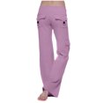 thumbnail image 7 of LEBONYARD Womens Casual Knit Pull on Pants,Caogo Pants Women High Waisted Joggers Sweatpants,Women Workout Out Leggings Stretch Waist Button Pocket Yoga Gym Loose Pants Purple M, 7 of 7