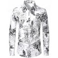 thumbnail image 1 of Camisas hawaianas con rosas rojas Camisas con estampado floral Camisas de moda para hombres Blusa de playa de manga larga Blusa blanca Ropa para hombres Voion, 1 of 6