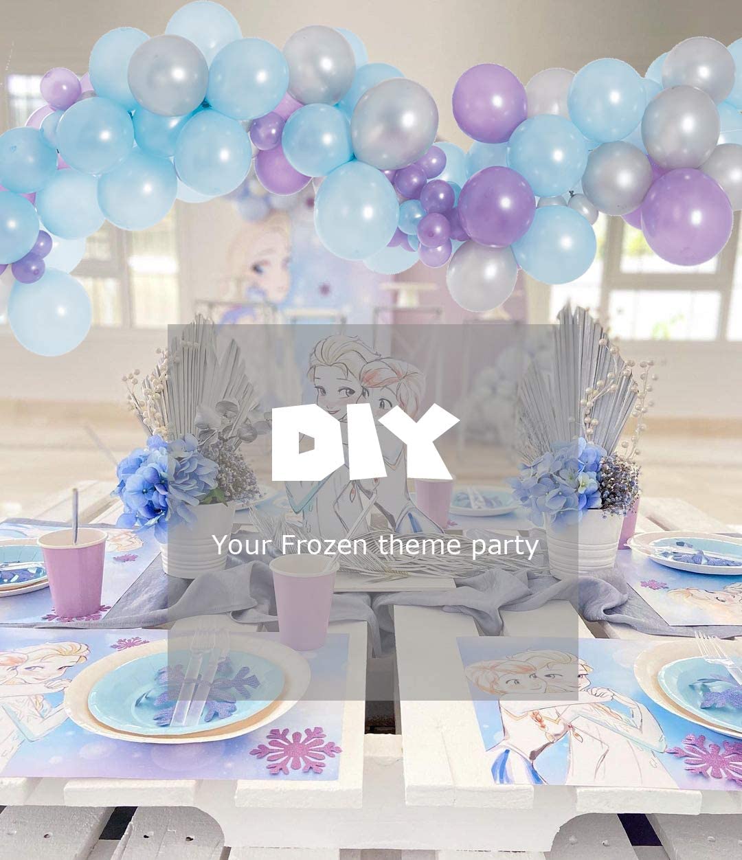 Frozen Inspired DIY Balloon Garland Kit (5 Ft - 25 Ft), Includes Pump & Wall  Hooks - All Events Prints & Party Decor