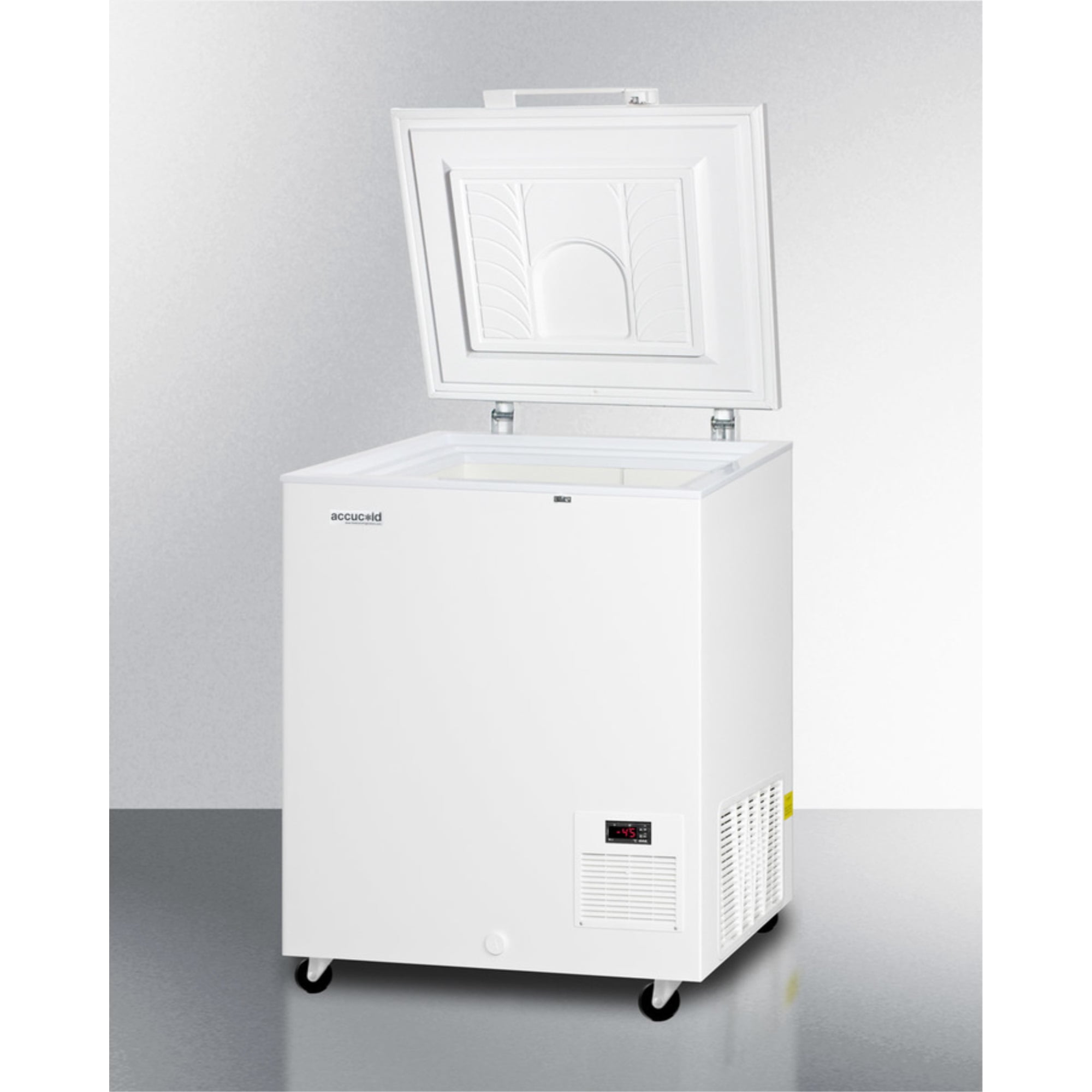 -45 C capable laboratory chest freezer with digital thermostat and 4.8 cu.ft. capacity
