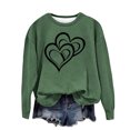 thumbnail image 2 of Brilliant Valentine Shirt Adult Womens Tops Plus Size Women Round Neck Long Sleeves Casual Sweatshirts Sweater Pullover Tunic Tops Green XXL, 2 of 4