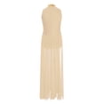 thumbnail image 5 of inlzdz Kids Girls Lyrical Dance Dress Halter Sleeveless Overlay Chiffon Tulle Skirt Contemporary Dancewear Yellow 6, 5 of 6