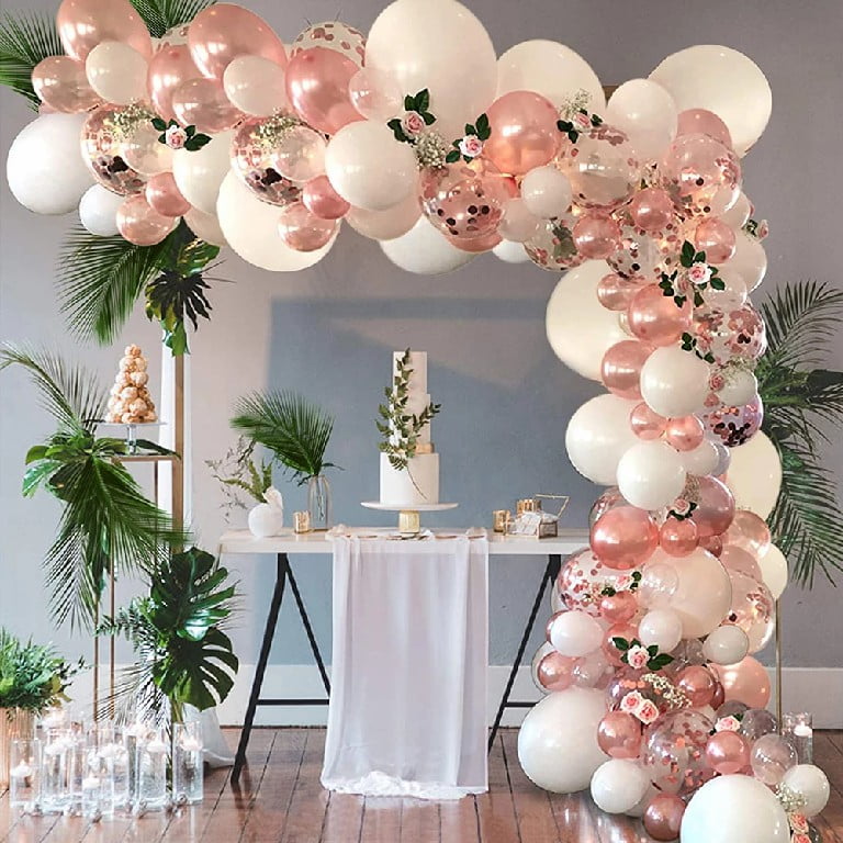 Rose Gold Balloon Garland Arch Kit for Wedding Birthday Girl Party Festival Decorations Proposal Engagement Party Valentines Day 102pcs 