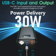 Portable Charger ,40000mAh Power Bank PD 30W Quick Charging, Flashlight for Camping or Emergency Use,LED Power Percentage Display(Carbon Black)