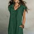thumbnail image 5 of Ruimatai Women's V-Neck Ruffle Trim Sleeveless Loose Fit Casual Maxi Dresses with Pockets for Women Summer Everyday & Vacation Wear, 5 of 8
