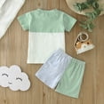 thumbnail image 2 of B91xZ Ensemble Mode Garçon 2 Pcs Été Boho Imprimé Floral Manches Courtes Haut et Short Vêtements Mignons pour Garçons, Vert 3-4 Ans, 2 of 4