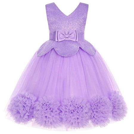 

PANGF Clearance Baby Girl Dress Party Knee Length Tulle To Toddler Kids Baby Girls Casual Short Sleevel Round Neck Flower Dress Party Dress Clothes