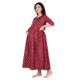 thumbnail image 1 of DWEEP SARA Maroon Block Printed Maternity Dress, XL/42, 1 of 8