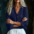 thumbnail image 4 of CHGBMOK Linen Tops for Women Casual Button Up V Neck Long Sleeve Gauze Shirt Loose Lightweight Blouses, 4 of 7