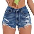 thumbnail image 2 of UDAUDU Women's Shorts Jeans Y2k Summer Vintage Low Rise Ripped Distressed Skinny Cute Mini Denim Shorts Dark Blue XL, 2 of 5