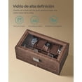 thumbnail image 3 of SONGMICS Caja de Relojes de 2 Niveles, Estuche para 12 Relojes, Tapa de Cristal, con Cerradura, Cuero Sintético Marrón y Forro Marrón, 3 of 7