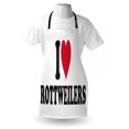 thumbnail image 4 of Rottweiler Apron, Typography in a Love Theme Romantic and Passionate with Heart, Unisex Kitchen Bib with Adjustable Neck for Cooking Gardening, Adult Size, Vermilion Charcoal Grey, by Ambesonne, 4 of 4