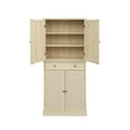 thumbnail image 6 of Pantry Storage Cabinet, 72.33" Tall Storage Cabinet with 4 Rattan Doors and 1 Drawer, Farmhouse Bathroom Cabinet for Kitchen, Living Room, Natural, 6 of 9
