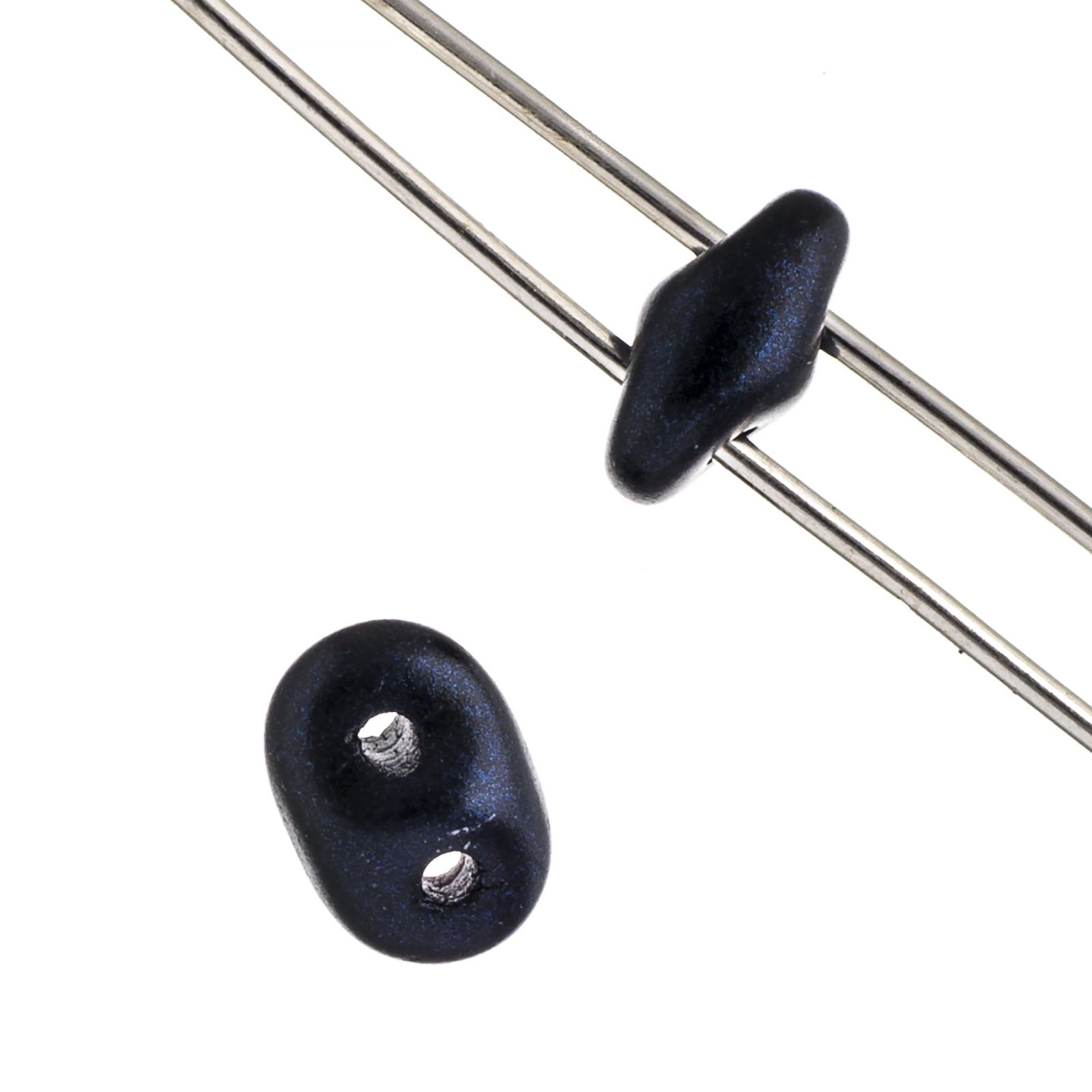 John Bead 100g Czech Glass Superduo 2-Hole Beads 2.5x5mm Jet Metallic Suede Dark Blue