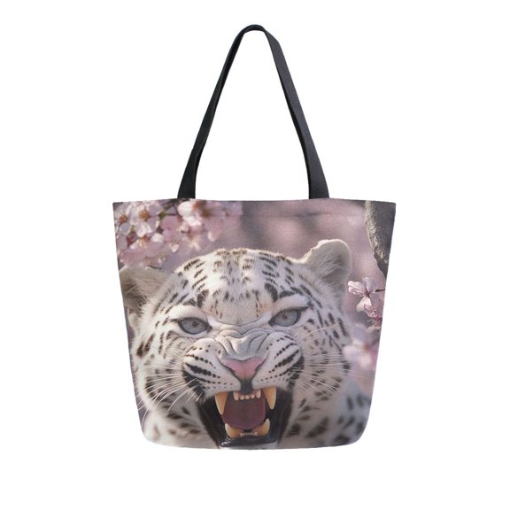 DIXRUYEE Tote Bag Women Weekender Travel Bag Shoulder Handbag Snow Leopard in Bloom Printed