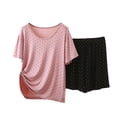 thumbnail image 2 of Ohufall Women Pajama Sets Polka Dol Short Sleeve Crew Neck Top Comfort Soft Summer Shorts Pajama Set, 2 of 4
