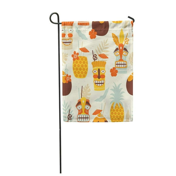 NUDECOR Colorful Luau Tiki Drinks Pattern Coconut Party Cocktail Mask Bar Garden Flag Decorative Flag House Banner 28x40 inch