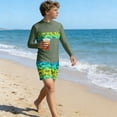 thumbnail image 7 of ITSAME Boys Rash Guard Swimwear 2-Piece Quick-Dry Long Sleeve Tops and Swim Trunks Summer Beach Swimsuit Army Green Size 7-8, 7 of 7