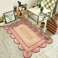Casavani Natural Scalloped Jute Area Rugs for Living and Dining Room
