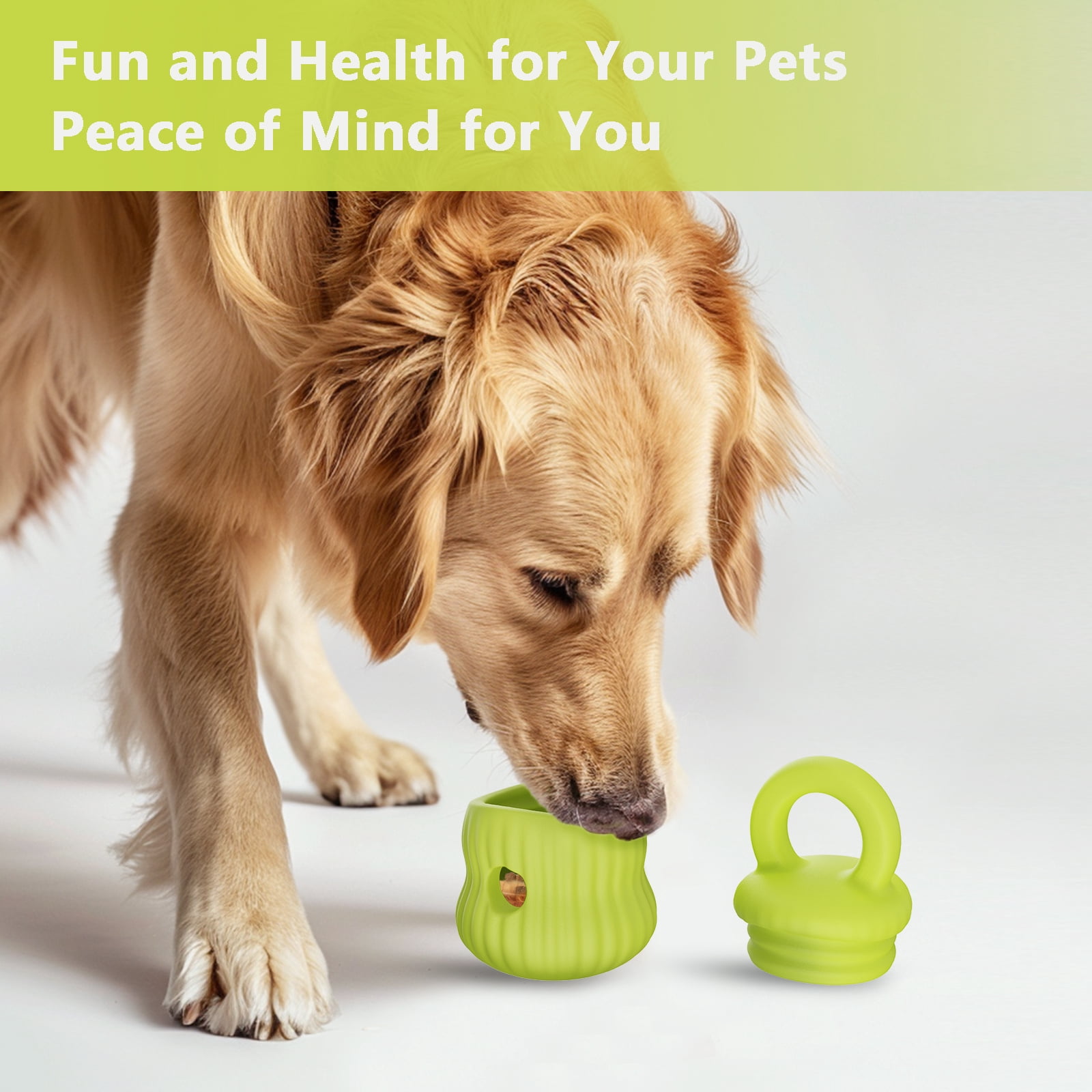 Yajisi Interactive Dog Treat Dispensing Toy, Resin Slow Feeder Puzzle for All Breeds, Light Green (6.3 inches / 16 cm)