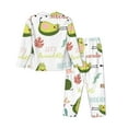 thumbnail image 2 of Kll Happy Avocado Print Women'S Long Sleeve Pajamas With Pants Sleepwear Loungewear 2 Set-Medium, 2 of 9