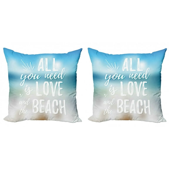 Ambesonne Saying Throw Pillow Cover 2 Pack, You Need the Beach Phrase, 18", Blue White