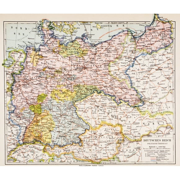Map Of Germany Between World War One And World War Two. From Meyers Lexicon, Published 1928. by Ken Welsh / Design Pics (30 x 24)
