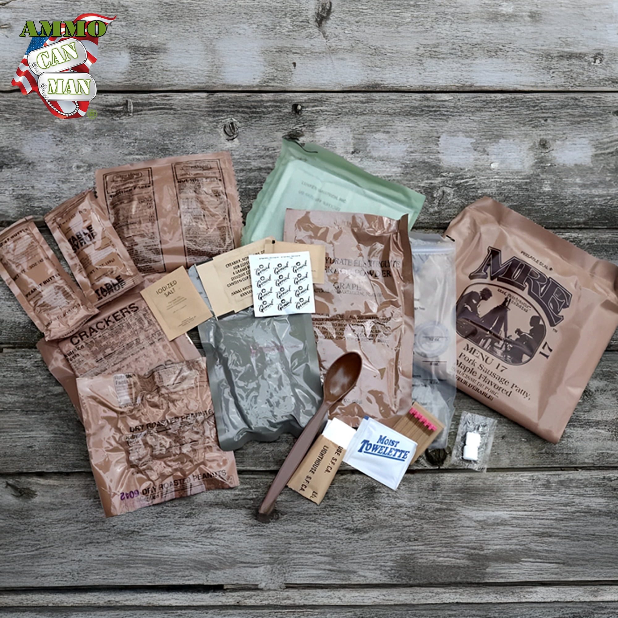 AMMO CAN MAN Meals Ready to Eat (Pack of 4) - MRE Emergency Food Rations w/Assorted Flavors for Camping, Survival & More