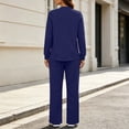 thumbnail image 5 of vdgthytj Tracksuits Women 2 Piece Set Long Sleeve V-Neck Button Tops Drawstring Straight Leg Pants Fall Loungewear Outfits(Medium,Navy), 5 of 7