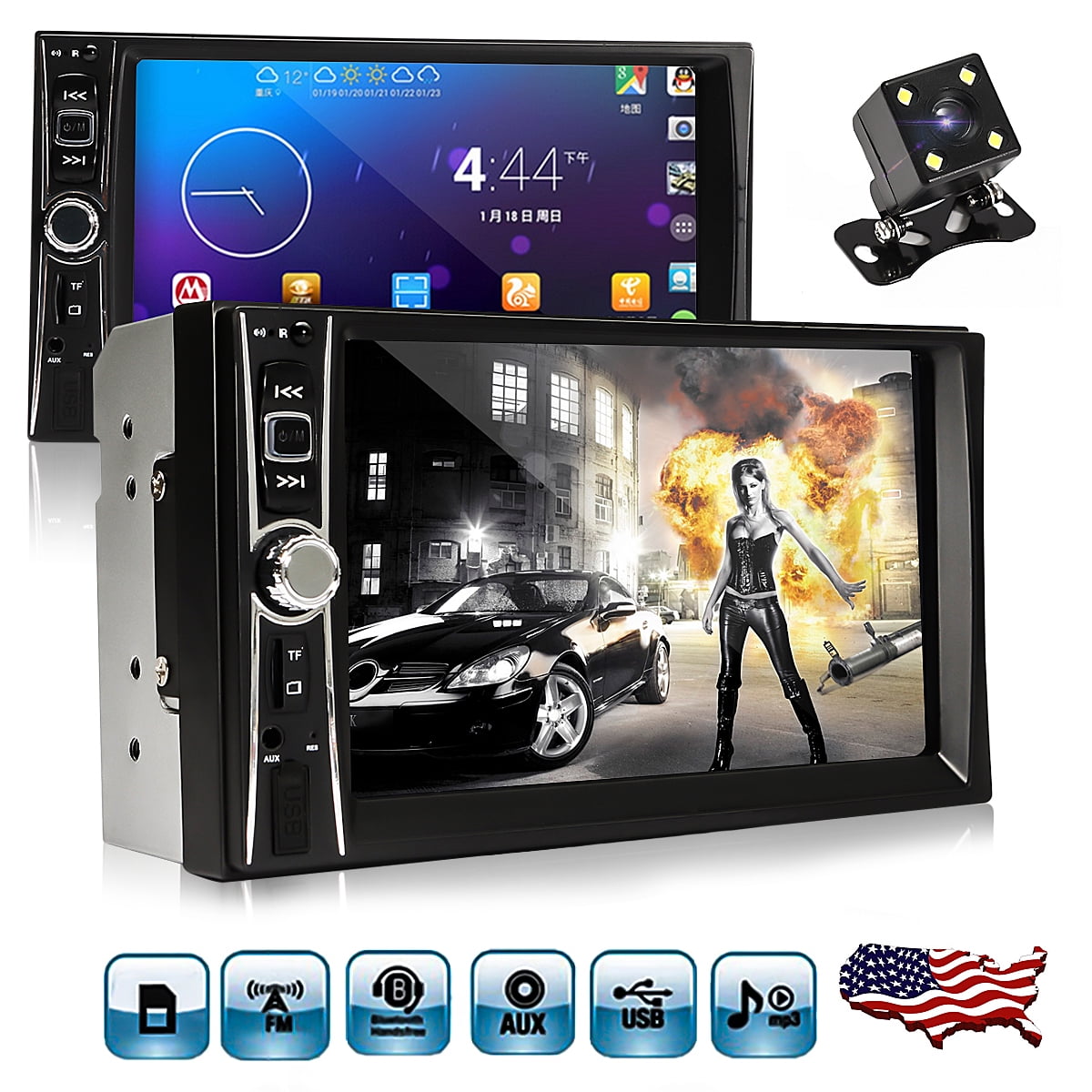 7/" Bluetooth Car Stereo Radio Double 2 DIN HD MP5 FM Player Touch Screen USB TF