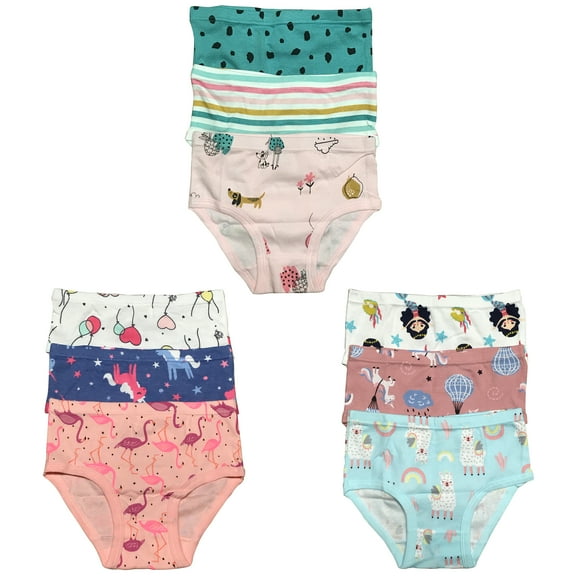 B&Q's Comfortable Underwear: 9-Pack Cotton Briefs for Toddler Little Girls and Kids | Sizes 2T-7T
