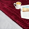 thumbnail image 3 of PAVILIA Reversible Sherpa Fleece Throw Blanket Wine Red Burgundy, Plush Flannel Throw, Ultra Soft Warm Ribbed Microfiber Blanket for Sofa Couch Bed, Luxury Thick Striped Blanket, Red, 50x60, 3 of 7