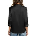 thumbnail image 3 of Dwralegc Holiday Tops for Women Satin Loose Fit Button Down Long Sleeve Tunic Shirts Business Work Elegant Top Silk Casual Shirt Blouse Black 2XL, 3 of 3
