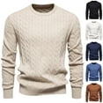 thumbnail image 2 of ZCFZJW Men's Pullover Sweater Lightweight Fall Crewneck Cable Knit Long Sleeve Sweater Classic Soft Knitted Sweaters with Ribbing Edge White XXL, 2 of 4