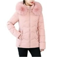 thumbnail image 2 of Dolkfu Thicken Jackets for Women Winter Pink Hooded Puffer Jacket Isulated Zip Up Slim Fit Outerwear Womens Coat 3XL, 2 of 4