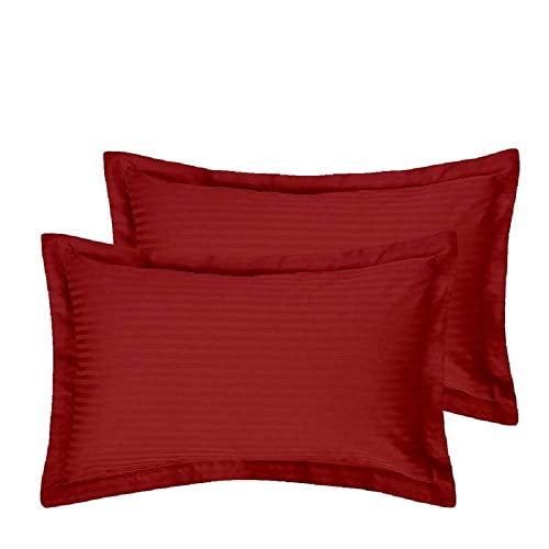 Alive Pixels Pillow Covers Burgundy Stripe 100 Percent Cotton 2-Pcs Pillowcases 200TC (Travel 12x16, White)