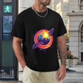 thumbnail image 4 of Hanmun Men's Satellite Planet T-Shirts Short Sleeve Cotton Round Crew Neck L T-Shirt Moisture Wicking Black USA, 4 of 9