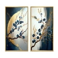 thumbnail image 2 of Designart "Blue Cherry Blossom Bough IV" Tree Bonsai Framed Wall Art Set Of 2 - Blue Landscapes Framed Canvas Set For Living Room Decor, 2 of 7
