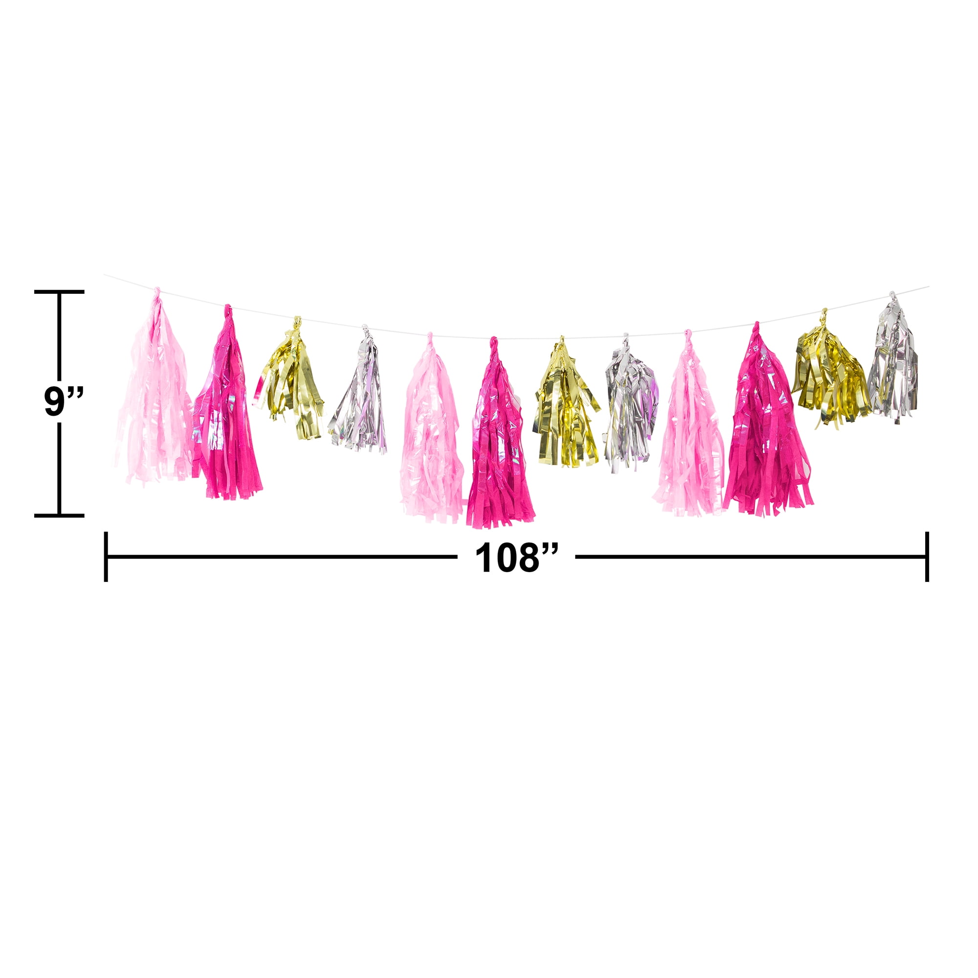 Pink and Gold Tassel Banner 9 ft by Way to Celebrate