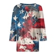 thumbnail image 4 of 250th Anniversary USA Womens Shirts 3/4 Sleeve T-Shirts Loose American Flag Print Pullover 4th of July Celebration Party Tops Independence Day Patriotic Round Neck 1776-2026 Blouses Sky Blue 2XL, 4 of 5