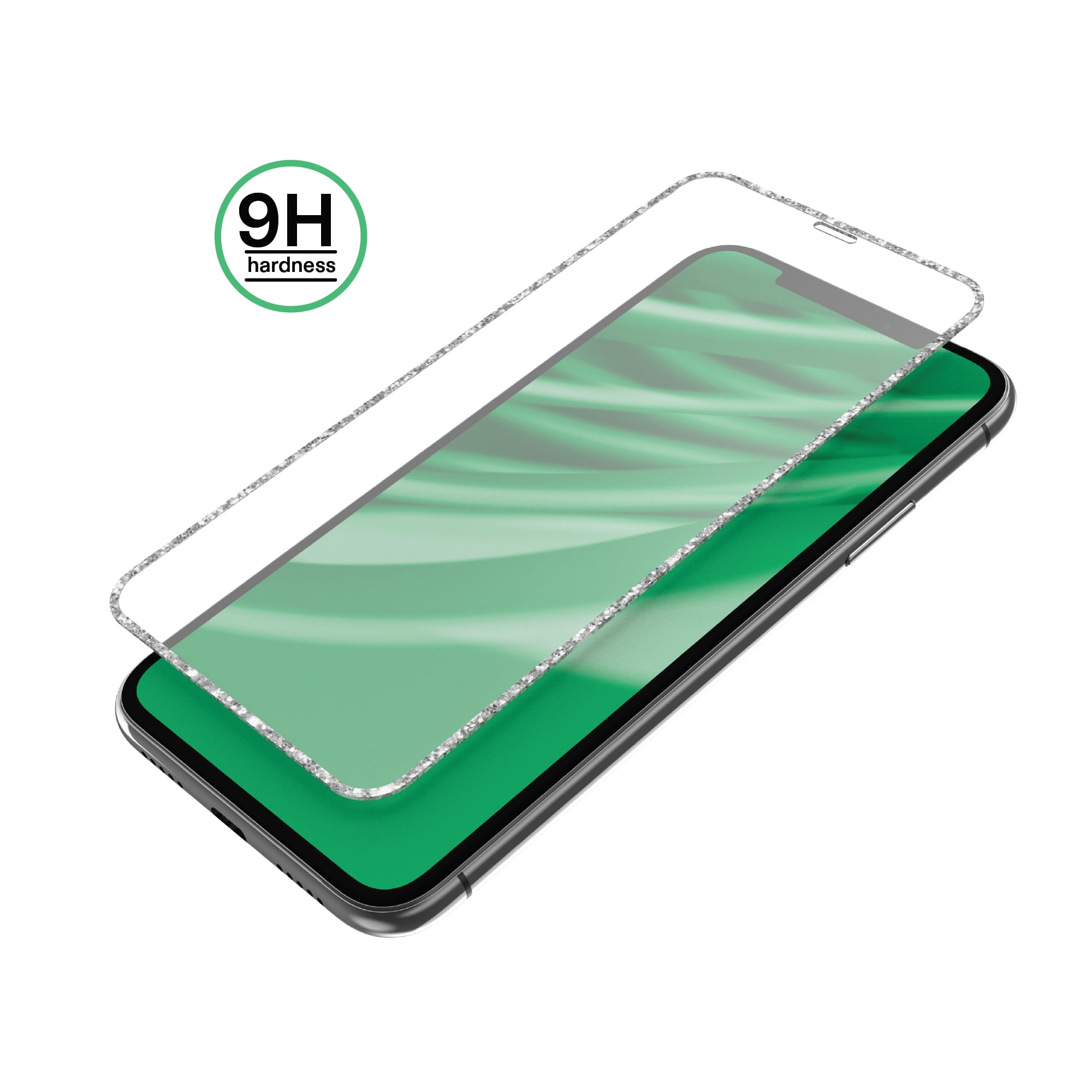 onn Glitter Frame Glass Screen Protector with Easy Application Tray for iPhone 11 / iPhone XR