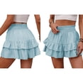 thumbnail image 2 of Women'S High Waist Ruffle Mini Skirt Tiered Short Skirt with Shorts Underneath L, 2 of 6