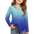 thumbnail image 2 of Dwellite Girls Button Down Shirts for Kids Long Sleeve Dress Shirts Fall School Uniform Tops 4-10 Years Royal Blue 150, 2 of 4
