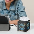 thumbnail image 6 of Psesaysky Cute Square Tissue Box Cover PU Leather, Blue Owl Waterproof Car Tissue Holder Storage for Bathroom Vanity, Countertops, Dressers, Night Stand, Parlors and Offices, 6 of 7