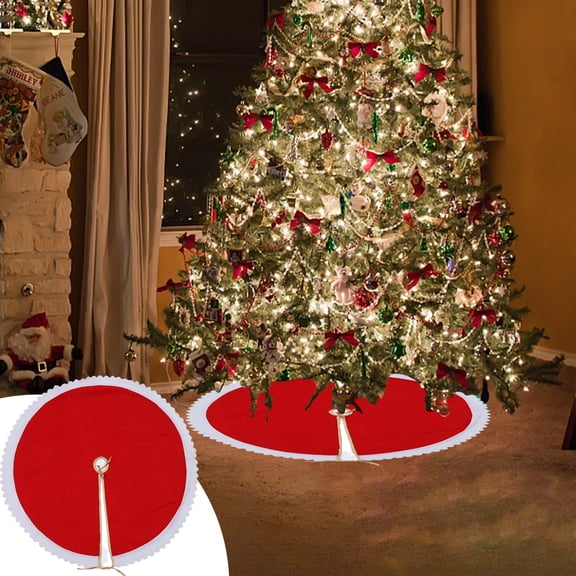 Kbndieu Christmas Tree Skirt for Chirstmas Party Decor 35.4 Inches Solid Color Contrast Christmas Tree Skirt Xmas Ornaments for Xmas Tree Holiday Party Decoration Christmas Decorations Clearance